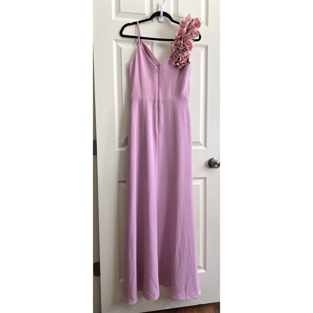 DRESS THE POPULATION Anthropologie Lavender Camelia Ruffle Maxi Dress M NWT FLAW - Picture 10 of 16